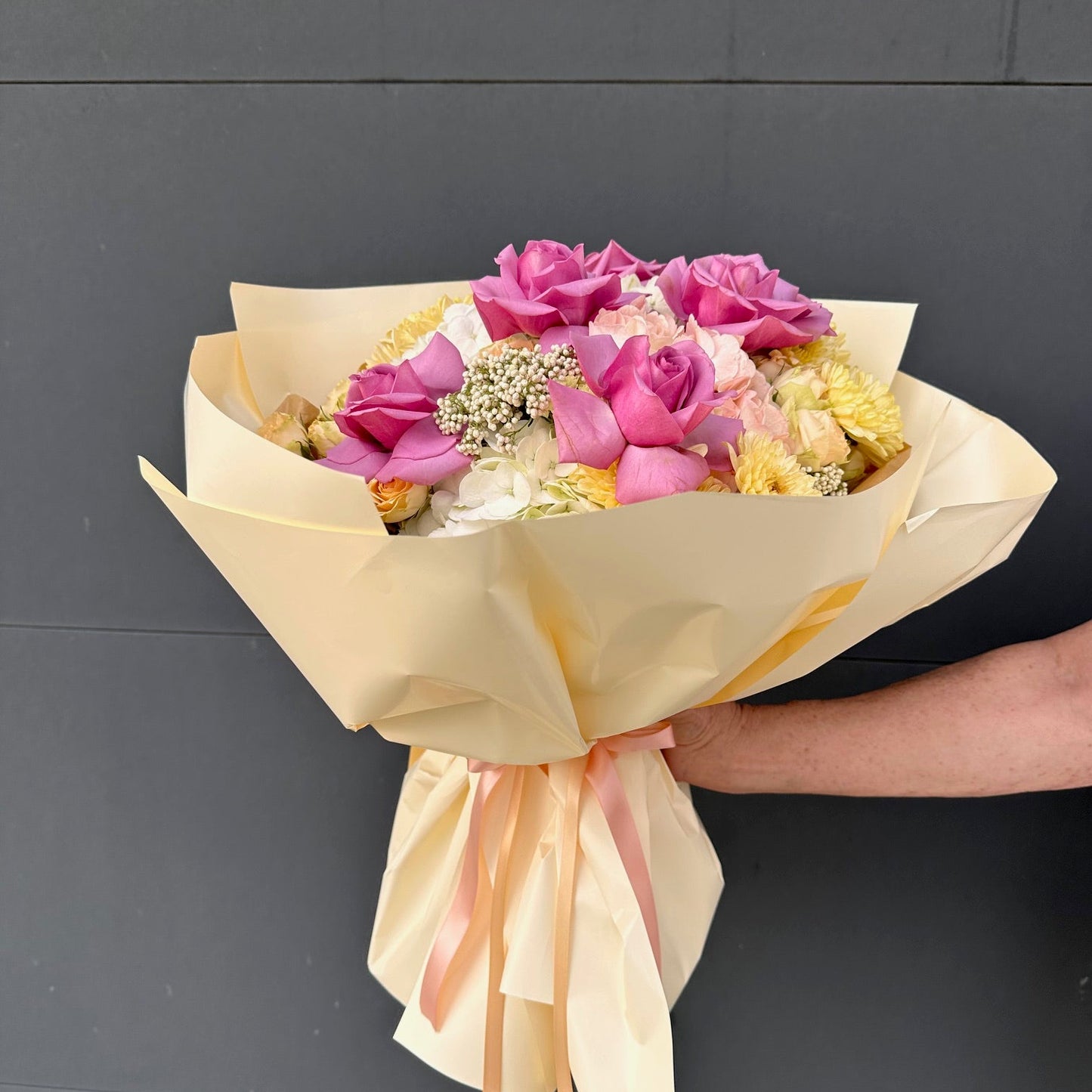 "Dear Mom" bouquet - yellow & lavender