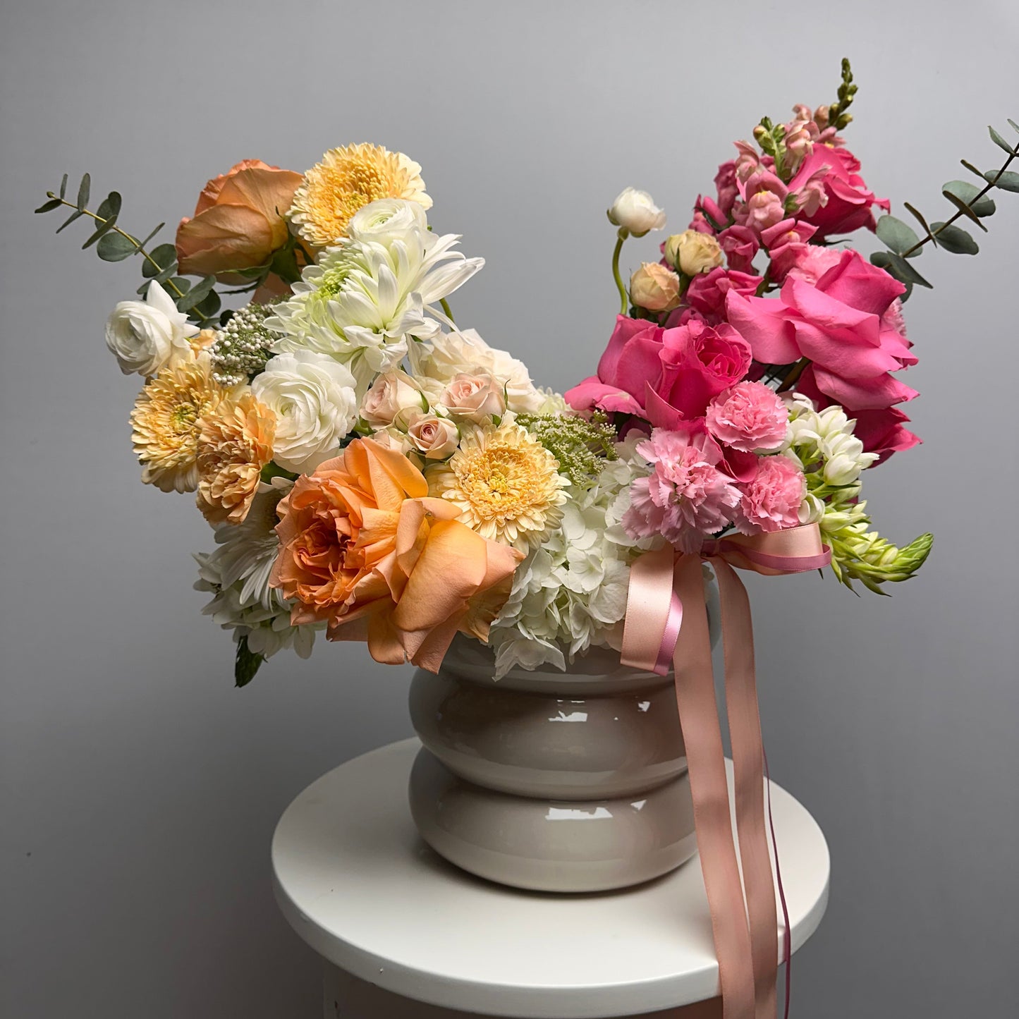 Moments in Bloom VASE- Peach/ Fuchsia