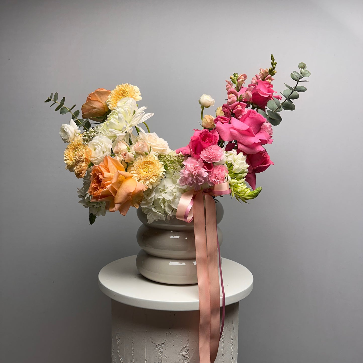 Moments in Bloom VASE- Peach/ Fuchsia