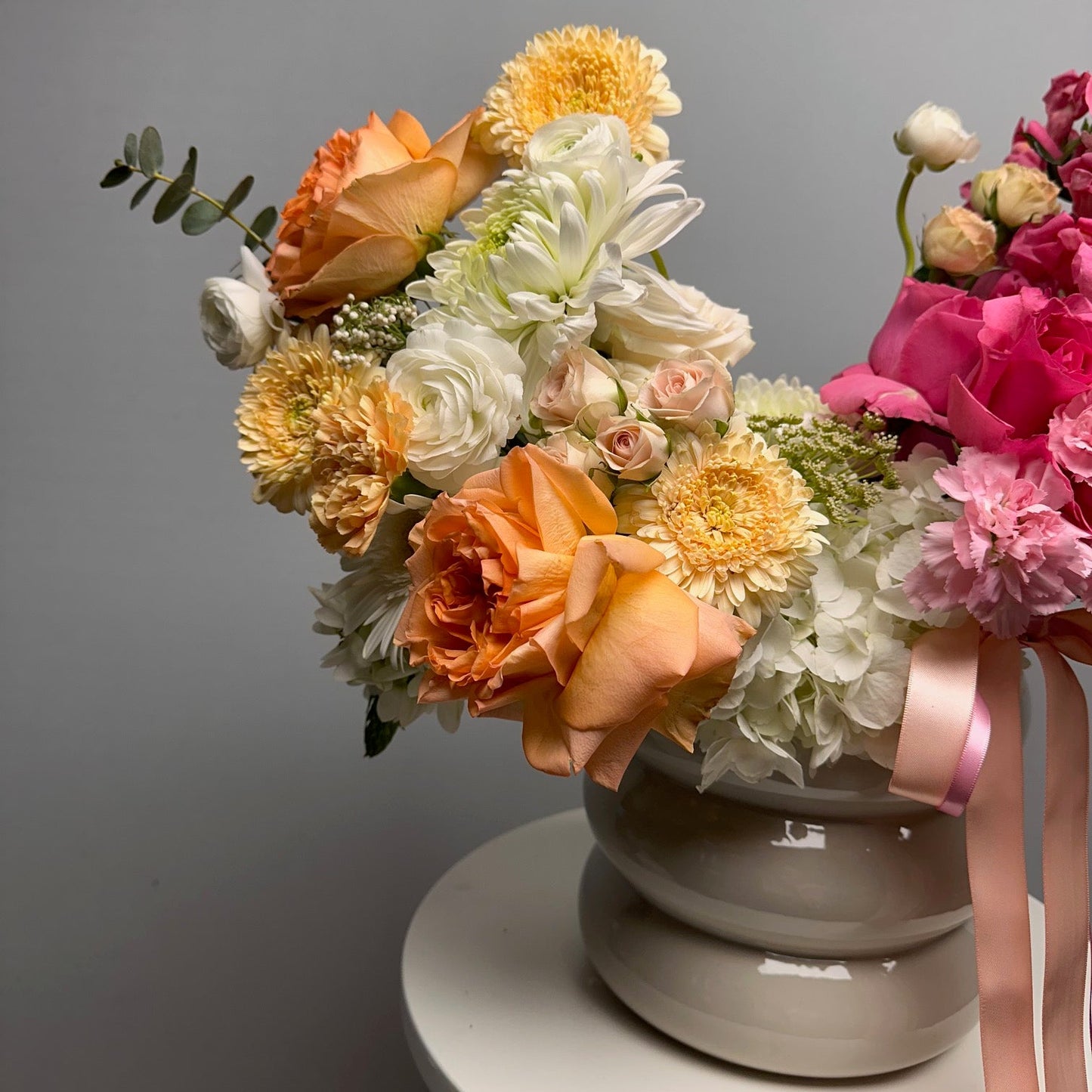 Moments in Bloom VASE- Peach/ Fuchsia