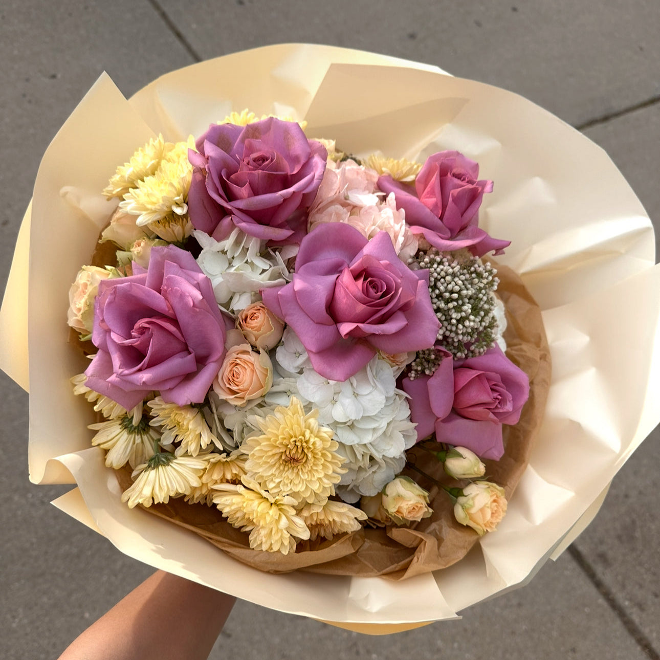 "Dear Mom" bouquet - yellow & lavender