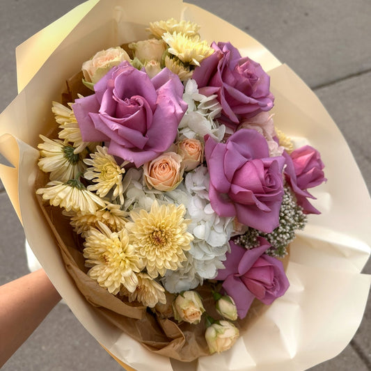 "Dear Mom" bouquet - yellow & lavender